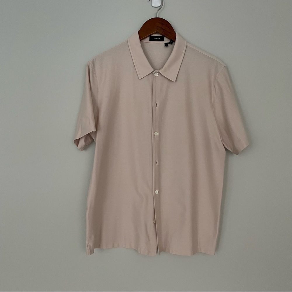 Theory pastel pink short sleeve button down